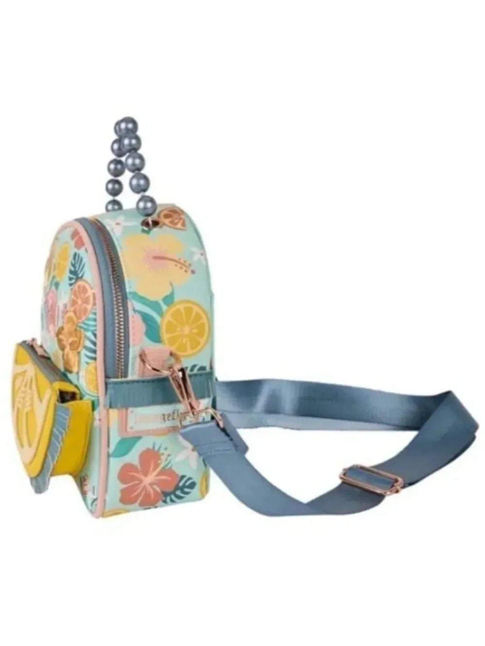 Loungefly Tropical Lemon Floral Convertible Mini Backpack & Crossbody Bag NWT